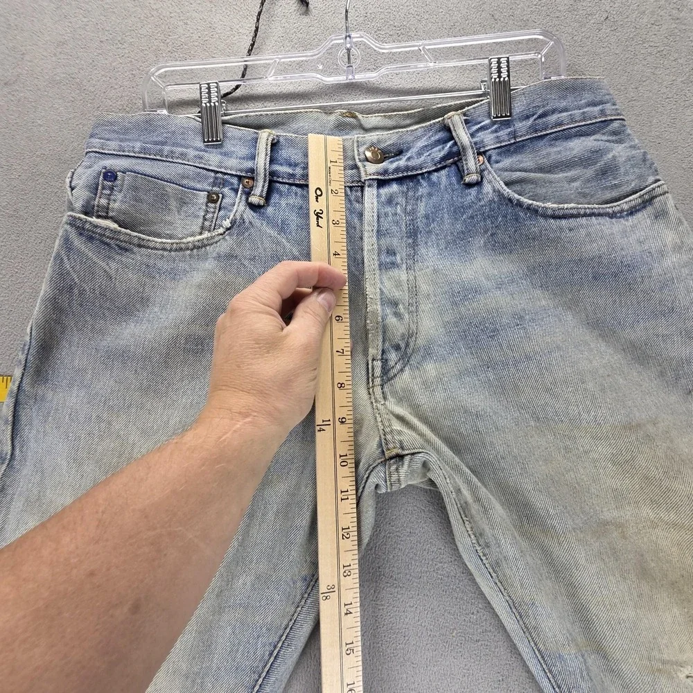 Gap‎ 1969 Jeans Mens 33x32 Blue Selvedge Straight Faded Light Wash Button Fly
